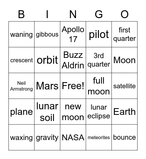 Moon Bingo Card
