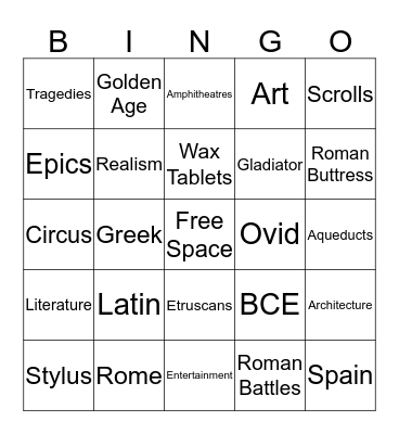 Roman Bingo Card