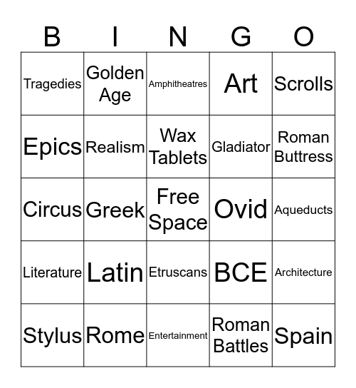 Roman Bingo Card