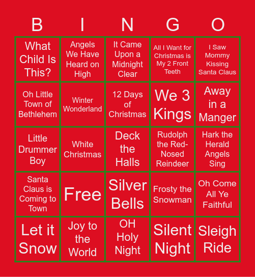Christmas Jingle Bingo Card