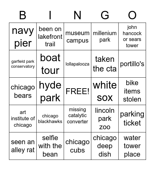 Are You A Chicago Citizen? Bingo Card