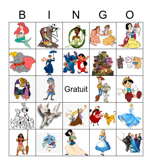 Disney Music Bingo Card