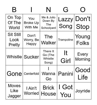 Whistle Songs Bingo Card