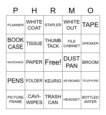 PHRMO Bingo Card