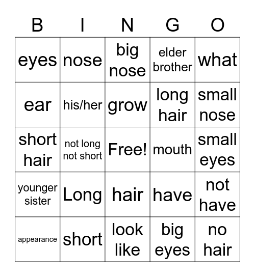 Lesson 6 Bingo Card