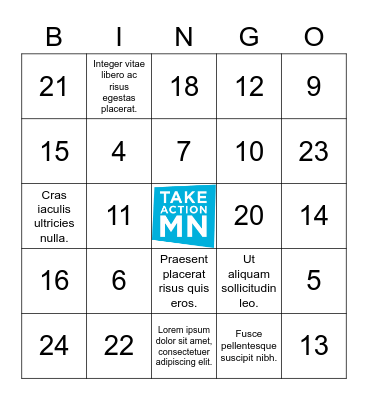 TakeAction Minnesota People's Celebration 2022 Bingo Card