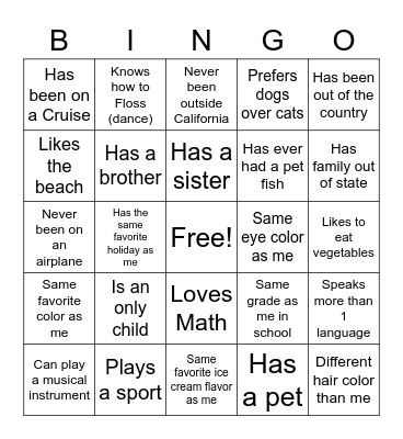 Rise Glow Night Bingo Card