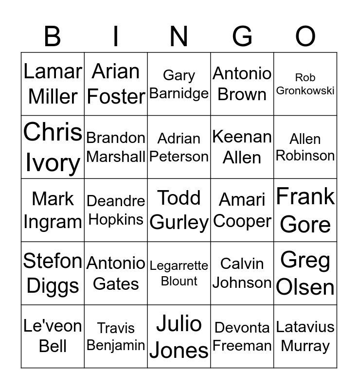 Week 7 Bingo board Bingo Card