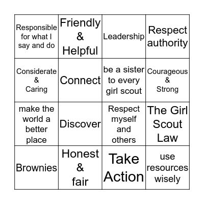 Brownie Bingo Card