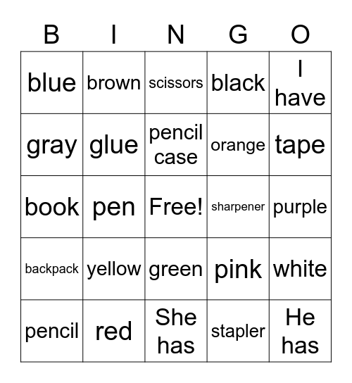ESL lesson review Bingo Card