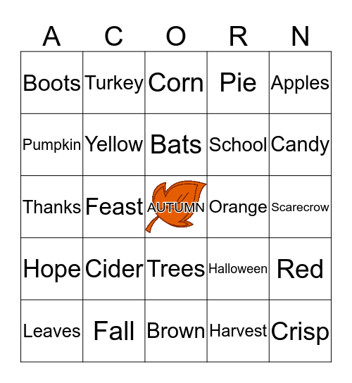 Awesome Autumn  Bingo Card