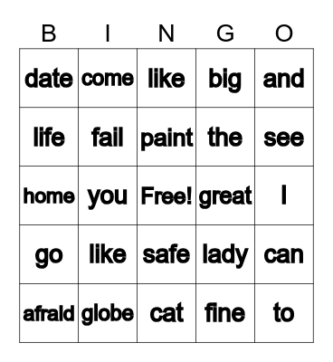 Spelling Week 3 Bingo Card