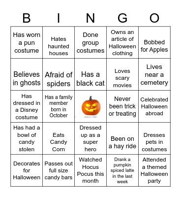 Melinda Halloween Bingo Card