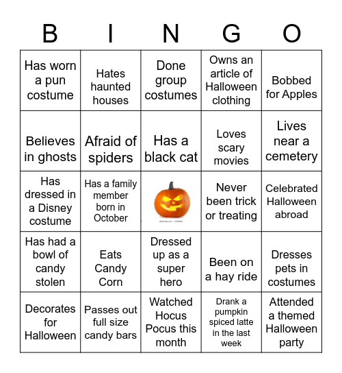 Melinda Halloween Bingo Card