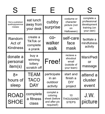 TEAM Bingo Card