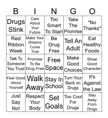 Red Ribbon Week Bingo Card