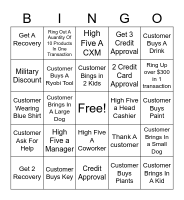 Home Depot Bingo Card