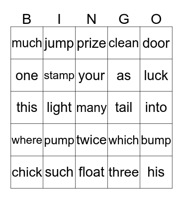 More Phonics Fun Bingo Card