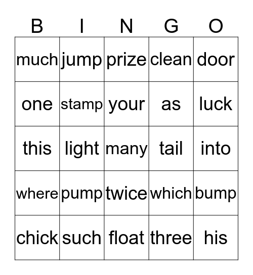 More Phonics Fun Bingo Card