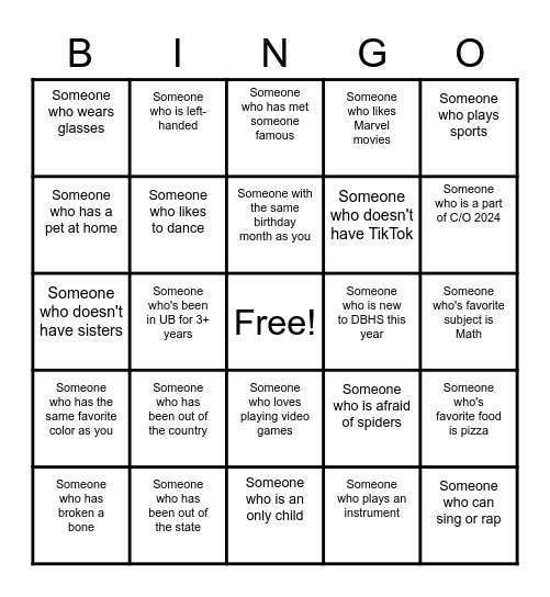 Human Bingo Card