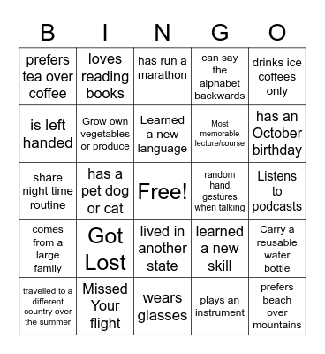POIR Faculty & Undergraduate Student Picnic Bingo Card