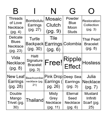 Trades of Hope Bingo Card