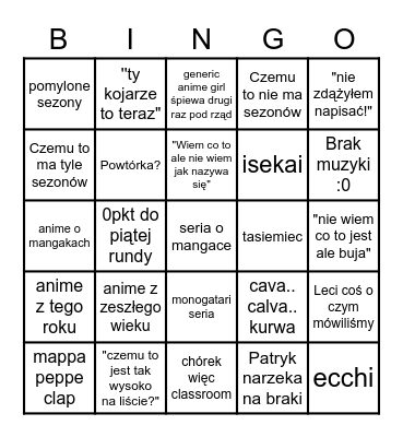 AMQ BINGO Card