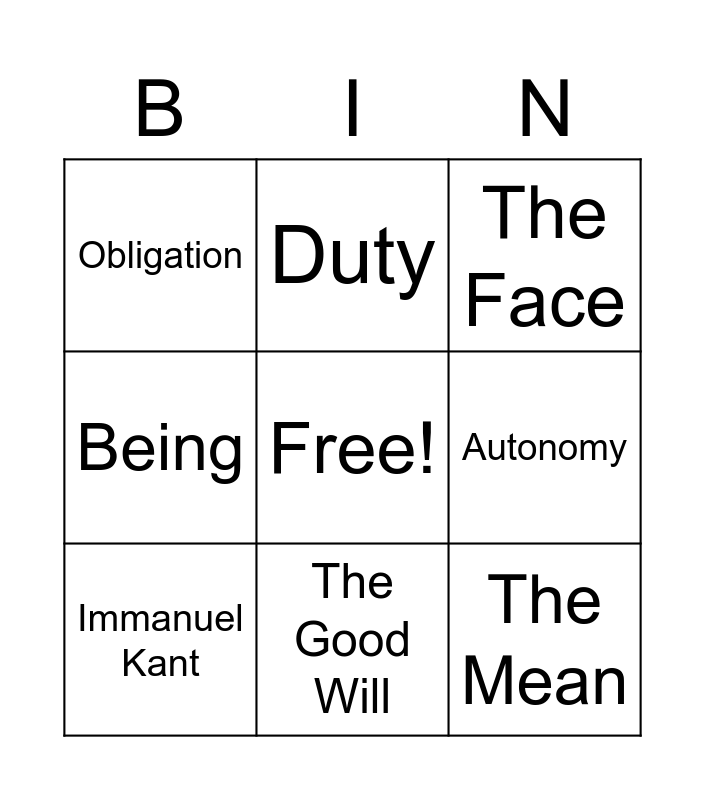 Chapter 1 BINGO Card