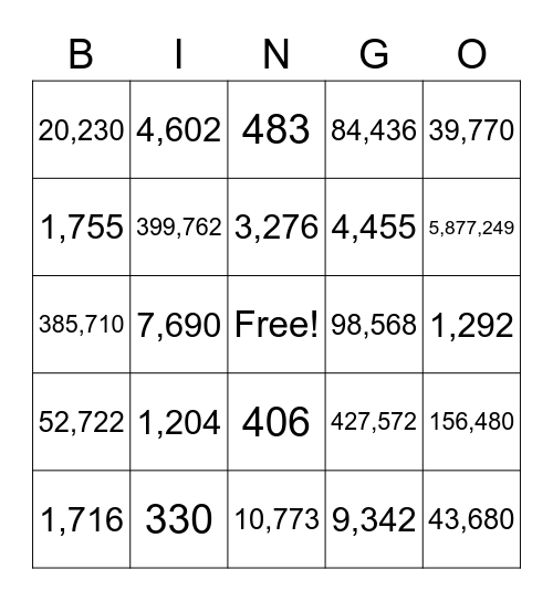 Miss Bulger's Multiplication Bingo Card