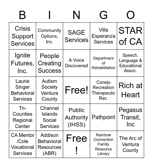 Booth Bingo Card