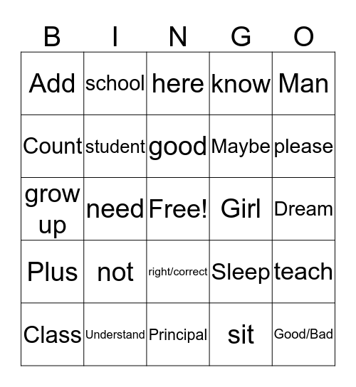 ASL Bingo Card