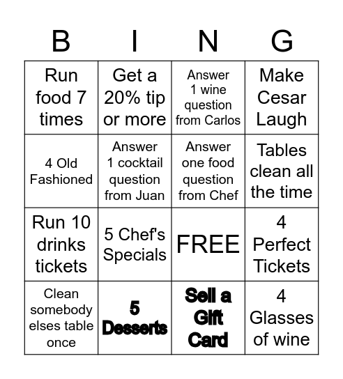TERRAS Bingo Card