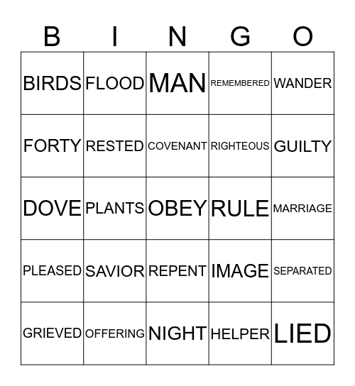 GENESIS BINGO! Bingo Card