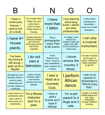 HSSP Team Building - Fall 2022 Bingo Card