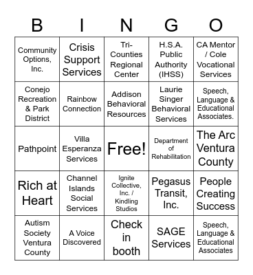 Booth Bingo Card