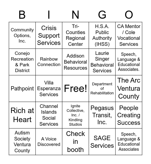 Booth Bingo Card