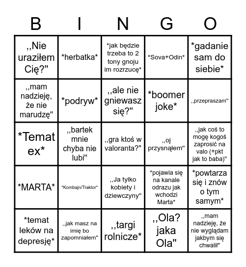 PAWEŁ BINGO Card