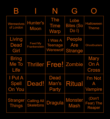 Halloween 2022 Bingo Card
