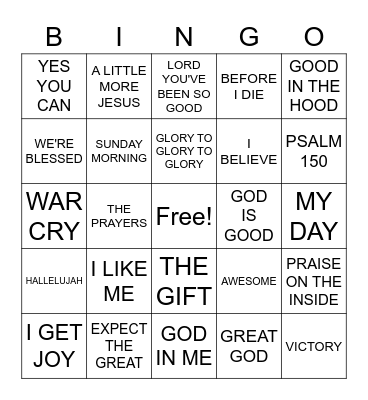 SONGS OF PRAISE Bingo Card