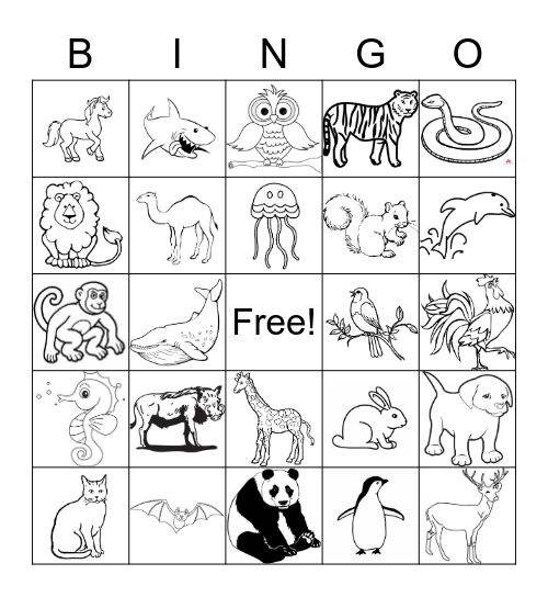 ANIMALS Bingo Card