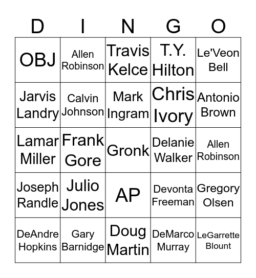 Touchdown Bingo Card