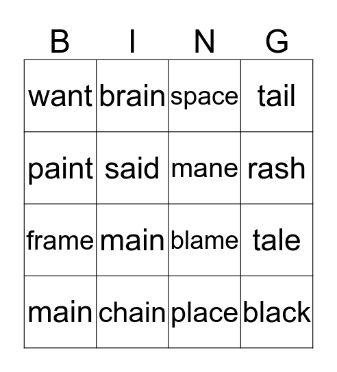 Short, Long, Oddball Bingo Card