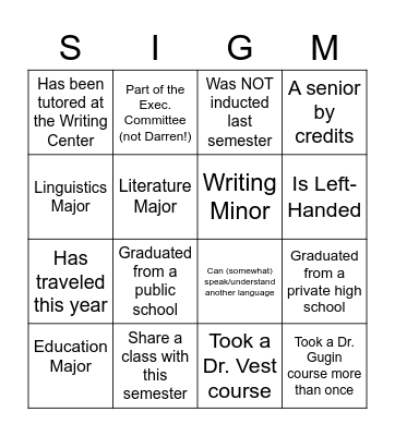 The Most Dangerous Game: Find someone who... Bingo Card