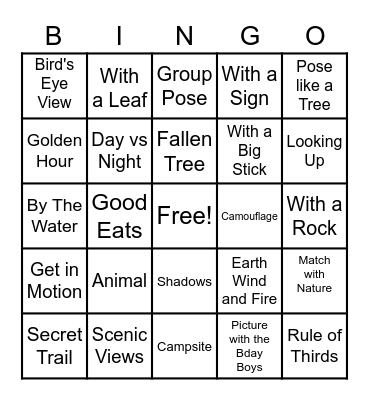 Sequoia National Park Bingo Card