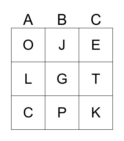 Letter Sounds Bingo Card