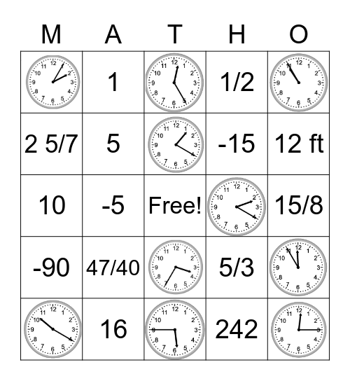 Math Review Bingo (CERHS '22) Bingo Card