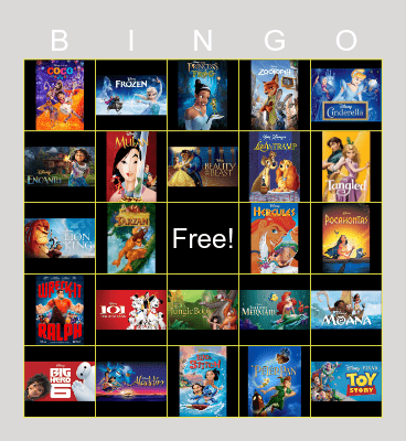 Animation Disney BINGO!! Bingo Card