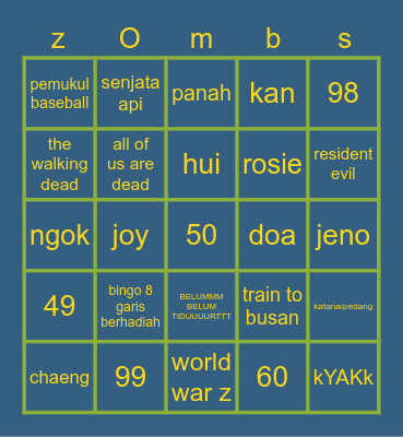 cha3ng Bingo Card