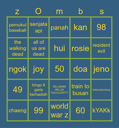 cha3ng Bingo Card