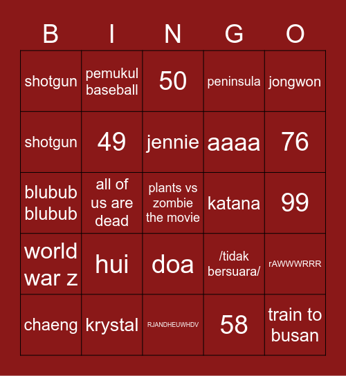 Lala Bingo Card